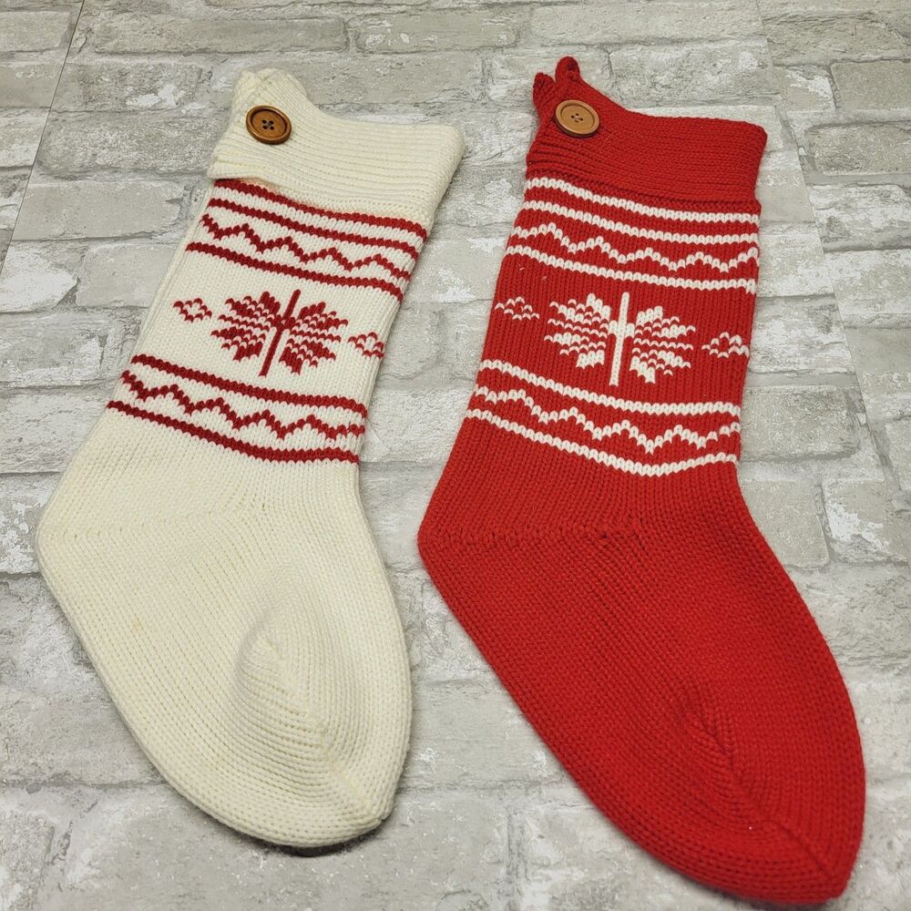 Pair Knit Christmas Stocking Nordic Minimalist